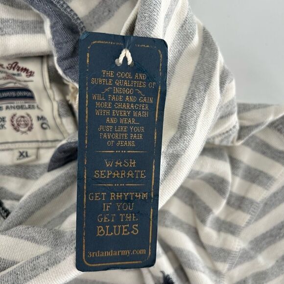 3rd & Army Long Sleeve Pullover Cowl Neck Striped White Grey Hoodie NWT Medium - Picture 6 of 11